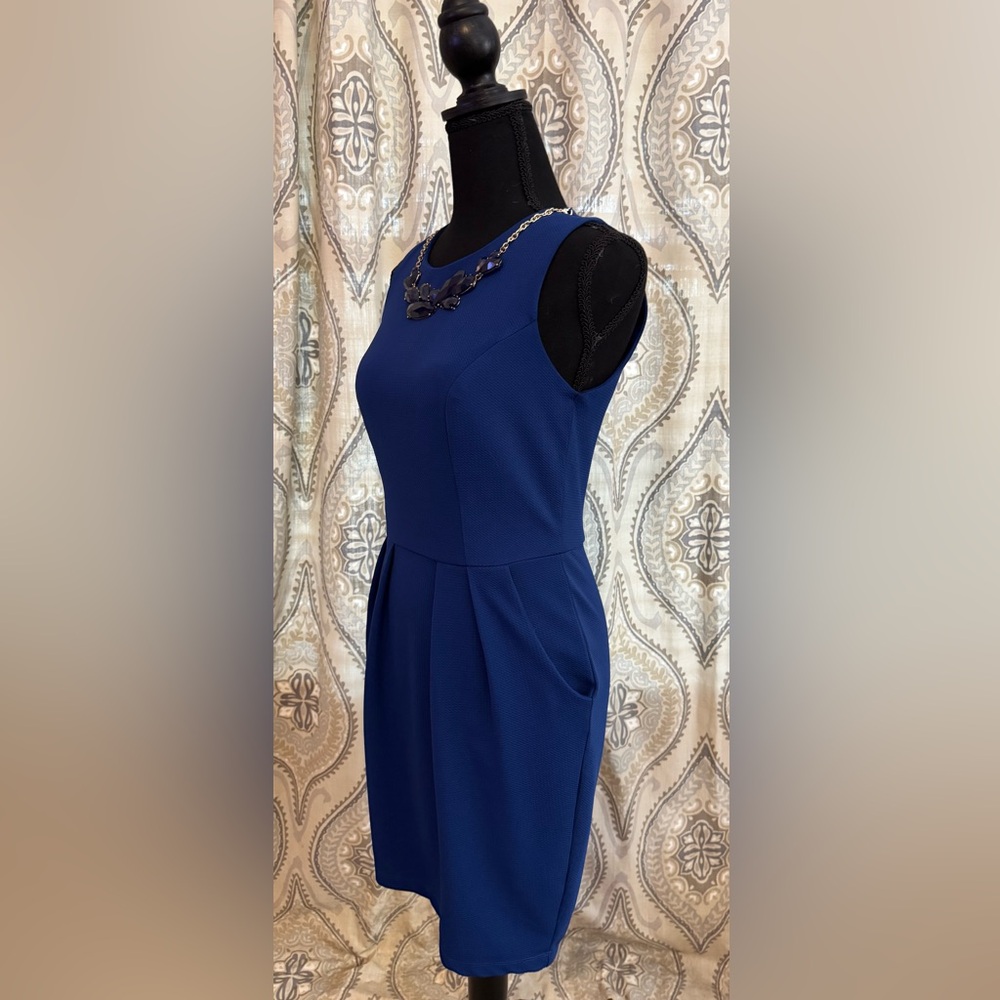 Bisou Bisou Michele Bohbot Royal Blue Sheath Dress Sleeveless Career Cocktail - Picture 5 of 7